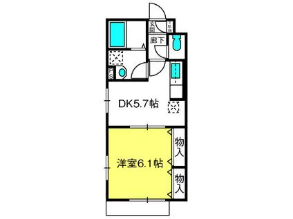 クイーンズヒル(1K/3階)の間取り写真