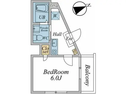 エスシーハウス相模大野(1K/2階)の間取り写真