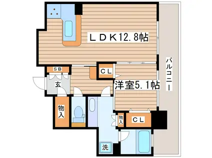 Dクラディア仙台五橋(1LDK/9階)の間取り写真