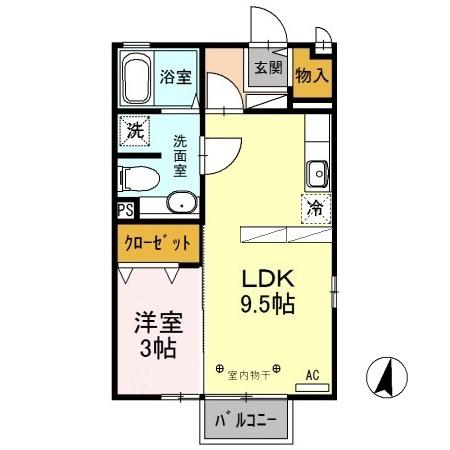 ヴェルデ・ナチュールIII(1LDK/2階)の間取り写真