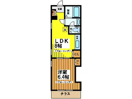ハイツ山東(1LDK/1階)の間取り写真