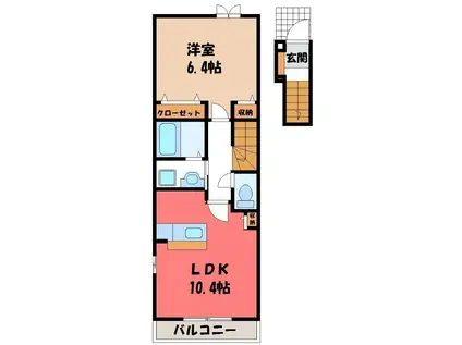 カーサ プラシードI(1LDK/2階)の間取り写真