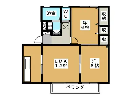 ビップササベ(2LDK/2階)の間取り写真