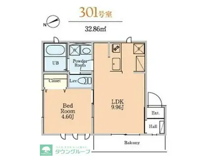 プロヴァンス高田馬場(1LDK/3階)の間取り写真