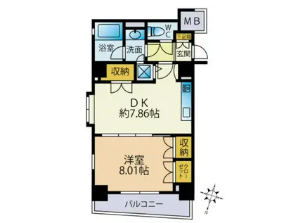 ジェイパークステーション田町(1LDK/6階)の間取り写真