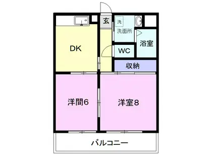 エスペランサI(2DK/1階)の間取り写真