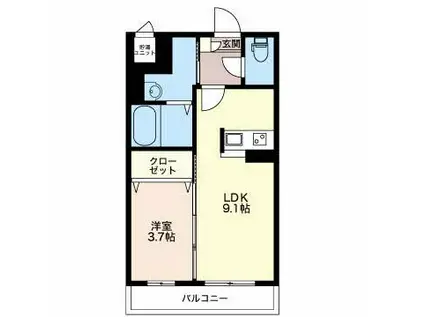 モダンコート(1LDK/2階)の間取り写真