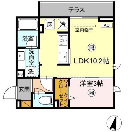 プラデーラ(1LDK/1階)の間取り写真