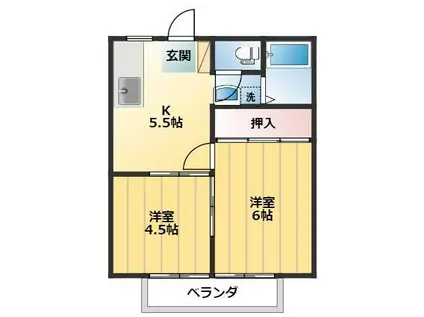 サンシティー白樺(2K/1階)の間取り写真