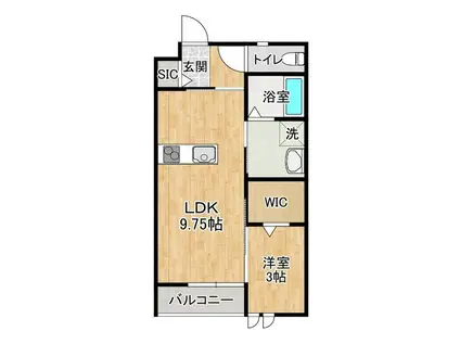 下高津アパート(1LDK/2階)の間取り写真