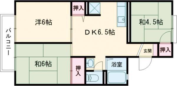プレジール三木A棟(3DK/2階)の間取り写真