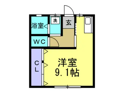 サンレーク(ワンルーム/2階)の間取り写真