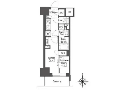 コンフォリア東新宿(1K/3階)の間取り写真