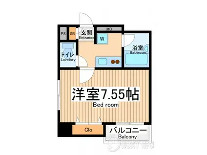 リズィエール(1K/2階)の間取り写真