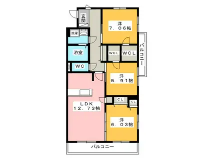 REVEIL(3LDK/2階)の間取り写真