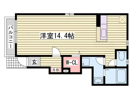 レジデンス白鳥 B棟(1K/1階)の間取り写真