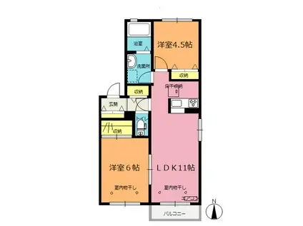 パークハウス B棟(2LDK/1階)の間取り写真