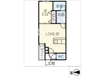 ARIVIA知立(1LDK/2階)の間取り写真