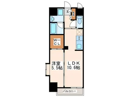 アルティメット国府(1LDK/5階)の間取り写真