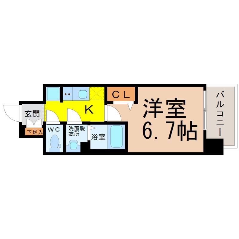 ディアレイシャス上前津(1K/9階)の間取り写真