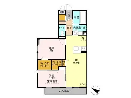 グランメール(2LDK/3階)の間取り写真