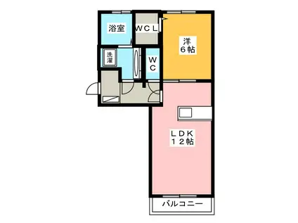 明楽 A棟(1LDK/2階)の間取り写真