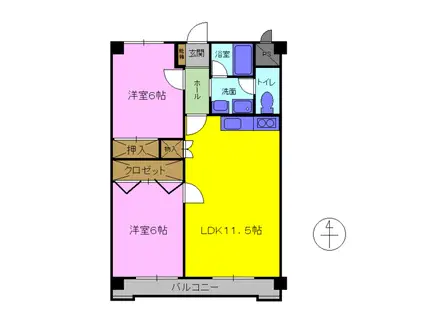 パレロワイヤル2(2LDK/6階)の間取り写真