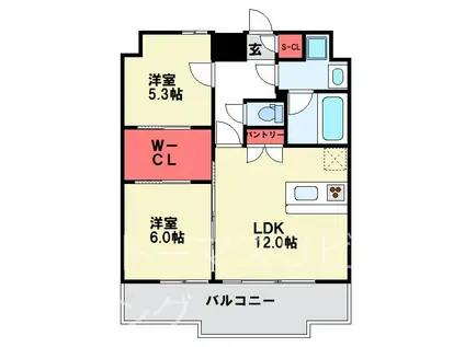 レジデンス マヒナ(2LDK/9階)の間取り写真