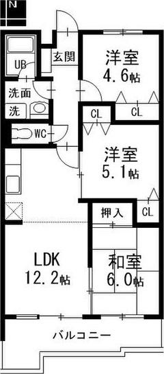 コンフォート末広(3LDK/1階)の間取り写真