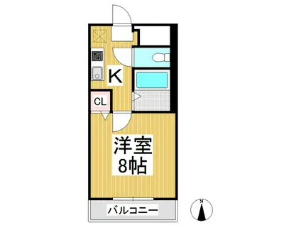 クイーンディオールマンション(1K/3階)の間取り写真