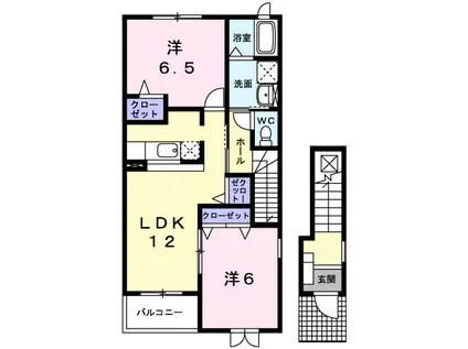 プレッソメテオールA(2LDK/2階)の間取り写真