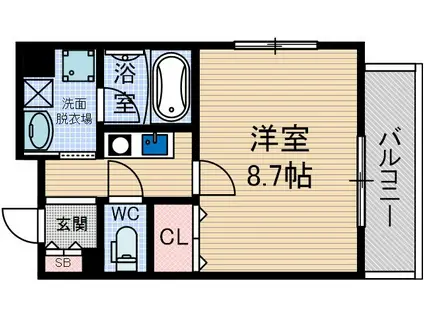 ヴェルデカーサ茨木(1K/8階)の間取り写真