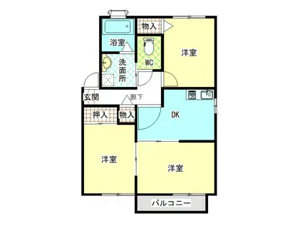 レジデンス岩田(2LDK/1階)の間取り写真