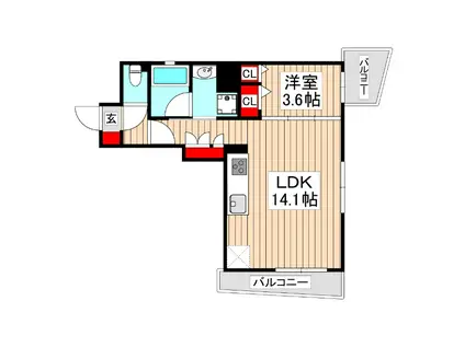 ASTILE 練馬北町(1LDK/1階)の間取り写真
