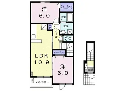 ムーンライトガーデン(2LDK/2階)の間取り写真