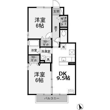 フェアリーコート(2LDK/1階)の間取り写真