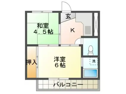 ビレッジハウス新井田(2K/4階)の間取り写真