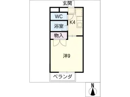 ハイツ桔梗II(1K/1階)の間取り写真
