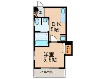 ハイツ美園(1DK/3階)の間取り写真