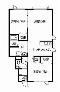 CASA・K(2LDK/1階)の間取り写真