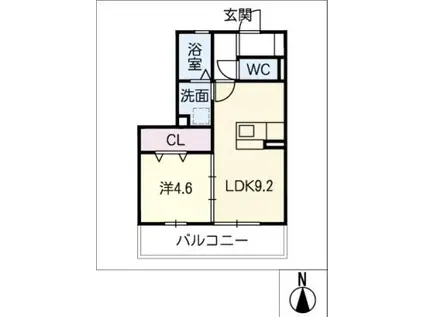 サンテラス与八杁(1LDK/3階)の間取り写真