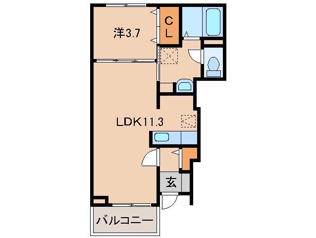 ソレイユT・D(1LDK/1階)の間取り写真