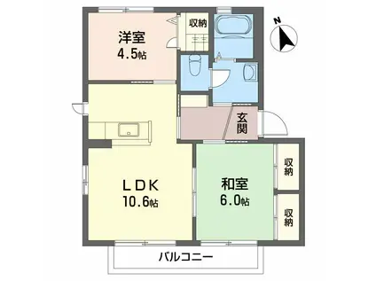 シャーメゾン沖洲 5番館(2LDK/1階)の間取り写真