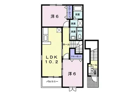 ノバ・グランツB(2LDK/2階)の間取り写真