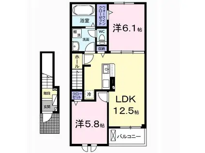 アルコパレーノI(2LDK/2階)の間取り写真