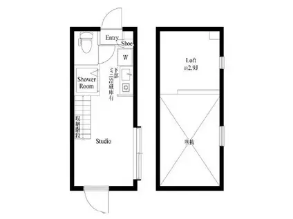 ハーモニーテラス豊島VII(ワンルーム/2階)の間取り写真