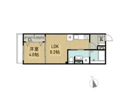 カーサ・スタジオーネ河原町(1LDK/1階)の間取り写真