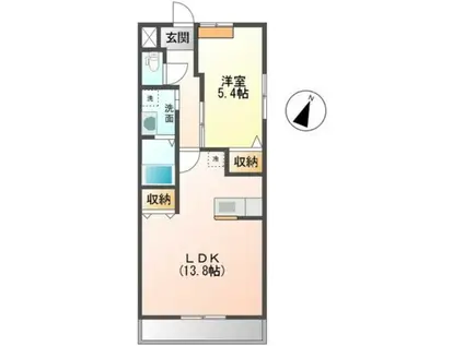 アドヴァンスⅠ(1LDK/2階)の間取り写真