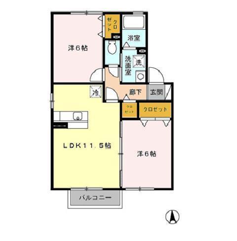 ブランソレイユ(2LDK/1階)の間取り写真