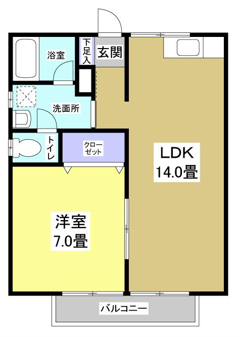 エマノンハイツ(1LDK/2階)の間取り写真